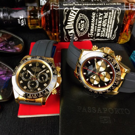 劳力士 ROLEX 迪通拿系列 搭载日本多功能石英计时机芯 精钢表壳 尺寸40mm 镀膜玻璃  泰国橡树胶带 原装扣！