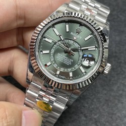 新配色 ROLEX 劳力士 纵航者型Sky-Dweller原装尺寸腹刻抄写 表耳钢印俱全 参数：搭载JP改9001机芯 振频：21800每小时 尺寸：42mm，夜光：超强冰蓝夜光！