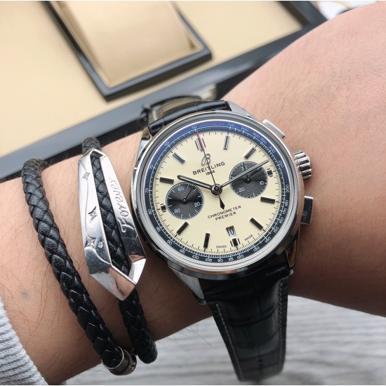 GF 大厂高端狠货 新品 百年灵 BREITLING R6璞雅B01计时腕表Premier B01 Chronograph (吴彦祖同款)材质: 316L精钢直径: 42毫米厚度: 13.65毫米表镜: 锅盖弧面蓝宝石,双面防眩处理表底: 旋入式精钢,透明蓝宝石表冠: 非旋入式,双密封垫机芯:Asia-7750机芯 大厂出品,复刻首选 GF 大厂高端狠货 新品 百年灵 BREITLING R6璞雅B01计时腕表Premier B01 Chronograph (吴彦祖同款)材质: 316L精钢直径: 42毫米厚度: 13.65毫米表镜: 锅盖弧面蓝宝石,双面防眩处理表底: 旋入式精钢,透明蓝宝石表冠: 非旋入式,双密封垫机芯:Asia-7750机芯 大厂出品,复刻首选