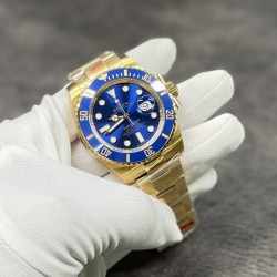 劳力士间金蓝水鬼，电镀版本！40mm直径，蓝宝石水晶玻璃镜面！陶瓷圈口！904钢，gm厂！也可以定制18k包金版本！出货实拍