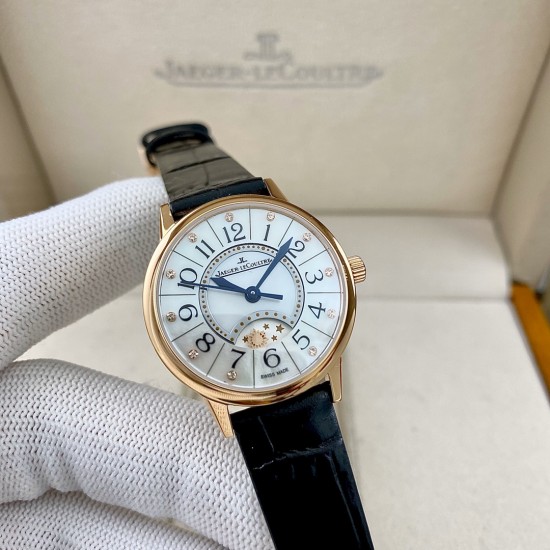 JAEGER-LECOULTRE积家女款RENDEZ-VOUS约会系列。尺寸：29mm搭载日本进口全自动机械机芯  正品版本机芯主版  功能：日夜星晨、时分秒显示功能 ，展现出昼的灿烂与夜的浪漫(刚刚的相遇，[玫瑰]刚刚的缘分，[爱心]刚刚的时间，愿幸福快乐与您相伴)