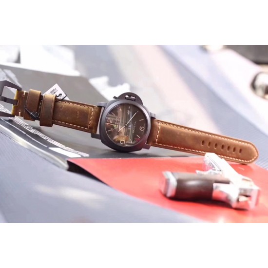 沛纳海 PAM359全身抛光316L精钢 三明治数字刻度面盘 超强夜光  44mm直径 搭配小牛皮 经典简约 百搭只选