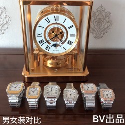 【BV出品】-女装中号 卡地亚新款山度士表壳：316材质表盘：镀银珠光经典罗马字表针：瑞士工艺烧制钢蓝玻璃：瑞士增透白膜/防弦/防手纹AF工艺处理表带：配备人体工力学SmartLink拆卸系统多切面尖晶蓝宝石机芯：MIYOTA-9015（配原版1847MC自动锤）          BV正品1:1开模，真正做到可同原版配件互换。配备卡地亚实用两项发明“SmartLink”表链调节装置和“QuickSwitch”表带快速替换装置