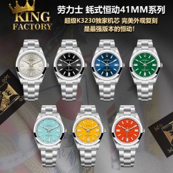 KING ROLEX 蚝式恒动型41mm火爆上市真正原装正品手表一比一开发的极限复刻！超越市场任何厂家版本！ 采用K3230一体机芯！七种原装彩色表盘可选！顶级做工，品质超绝！KING ROLEX 值得拥有！