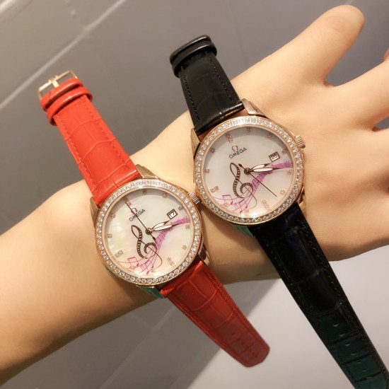 欧米加OMEGA女士腕表 进口石英机芯 316L精钢表壳 直径34mm厚8mm