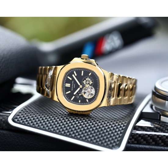 百达翡丽-Patek Philipp运动系列鹦鹉螺系列顶级多功能男士腕表 GD原版 专注西铁城新机 最大限还原正品 搭载零返修全新日本原装西铁城82S7自动机械机芯 百达翡logo独立小L精钢表壳CNC顶级工艺 防刮蓝宝石玻璃 真牛皮表带配原装表扣或精钢表链可选 [玫瑰][玫瑰][玫瑰]尺寸：43/11.5mm