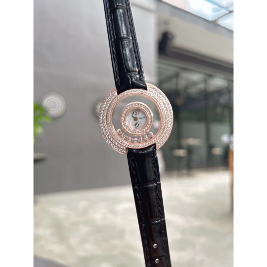 萧邦最新款奢华镶钻白富美的名媛感！飞碟造型 优雅精致体现在细节各种质感 瑞士石英表 说不出的各种美[色]女神必备