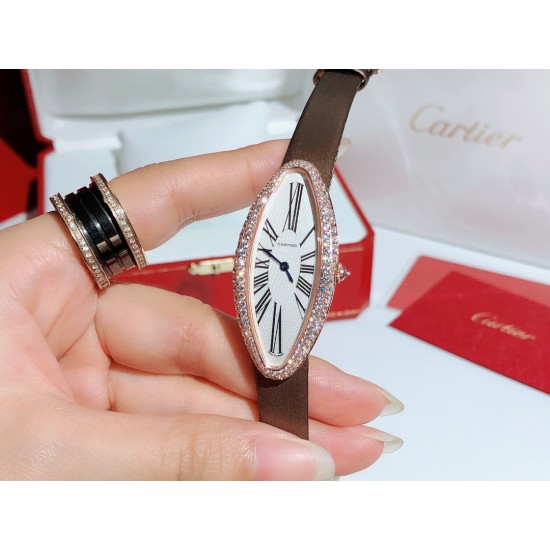 卡地亚-Cartier ❥橄榄形女士腕表❥瑞士石英机芯❥镀膜玻璃镜面❥表壳尺寸22x48mm 厚度约7mm❥有皮带和娟带可选!❥独特的橄榄形表壳镶嵌皓石, 含蓄优雅,代表了卡地亚风格之精髓:简约设计与时尚风范完美融合。 卡地亚-Cartier ❥橄榄形女士腕表❥瑞士石英机芯❥镀膜玻璃镜面❥表壳尺寸22x48mm 厚度约7mm❥有皮带和娟带可选!❥独特的橄榄形表壳镶嵌皓石, 含蓄优雅,代表了卡地亚风格之精髓:简约设计与时尚风范完美融合。