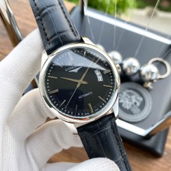 实物拍摄品牌：浪琴-LONGINES 类型：[酷]男士腕表表壳：316精钢（做工优质）表带：进口小牛皮/316精钢（两种可选）机芯：高级定制全自动机械机芯（走时稳定）玻璃：高级强化镀膜镜面尺寸：直径40mm，厚度12mm