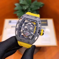 理查徳 米勒 Richard Mille RM052系列 最新鬼头夜光碳纤升级版 颅骨系列 碳纤维壳身 搭载原装进口机械机芯更突显了这块腕表的运动风格 透过防眩光鑫的表镜 可见到悬浮式镂空机芯 其大胆个性的颅骨设计霸气夺目 成功捕获一众腕表爱好者的心 骷髅形象 打造一个不拘泥于主流的钟表世界！