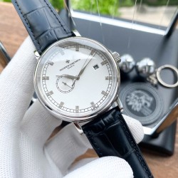 实物拍摄品牌：江诗丹顿 -Vacheron Constantin  类型：[酷]男士腕表表壳：316精钢（做工优质）表带：进口真牛皮/原装针扣机芯：进口西铁城8215全自动机械机芯（走时稳定）玻璃：高级强化镀膜镜面尺寸：直径40mm，厚度12.5mm