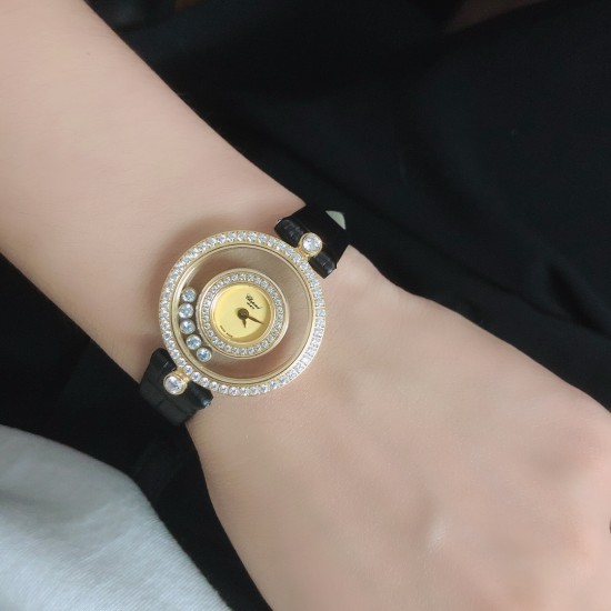 萧邦-Chopard,Happy Diamonds 快乐钻系列!瑞士ETA石英机芯,双层蓝宝石玻璃进口表带分别:有鸵鸟纹、原纹、娟丝带可供选择!尺寸约28mm、厚度约7mm 萧邦-Chopard,Happy Diamonds 快乐钻系列!瑞士ETA石英机芯,双层蓝宝石玻璃进口表带分别:有鸵鸟纹、原纹、娟丝带可供选择!尺寸约28mm、厚度约7mm