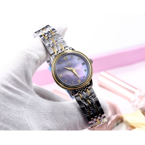 欧米茄-OMEGA⚡️⚡️⚡️碟飞系列女士西铁城机械腕表 深海贝母字面 简洁大方 直接纯粹 搭载全新原装西铁城8215自动机械机芯 316精钢表壳  防刮蓝宝石玻璃 意大利牛皮表带 [玫瑰][玫瑰][玫瑰]尺寸：32/11mm 请认准独家品质