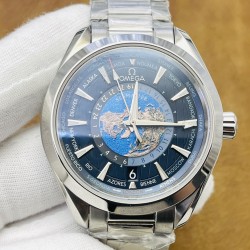 VS Factory2024墙裂推荐 海马系列220.10.43.22.03.001欧米茄世界时腕表激光烧蚀蓝色海洋，陆地浮雕勾勒，24小时hesalite水晶环。辽阔世界尽在掌握，于方寸之间伴您开启环球之旅！VS Factory匠心力作 欢迎各位表友品鉴！