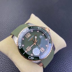 LONGINES 浪琴 新款绿色陶瓷圈康卡斯潜水运动系列 男士自动机械腕表 尺寸41mm！打磨工艺高超。陶瓷表圈高级质感，刻度的立体感和倒角细节两不误。超强夜光效果  匠心之作 ！