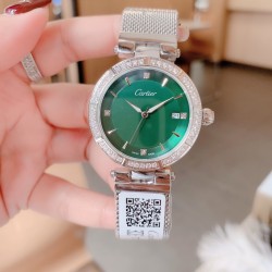 卡地亚-CARTIER腕表 个性2019新款女士手表潮流镶钻大表盘防水女表 ❤️简约三针3字位单日历设计，316精钢表壳，尺寸：35mm厚9mm