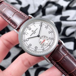 实物拍摄品牌：江诗丹顿 -Vacheron Constantin  类型：[酷]男士腕表表壳：316精钢（做工优质）表带：进口真牛皮/简约针扣机芯：高级定制全自动机械机芯（走时稳定）玻璃：高级强化镀膜镜面尺寸：直径39mm，厚度12.5mm