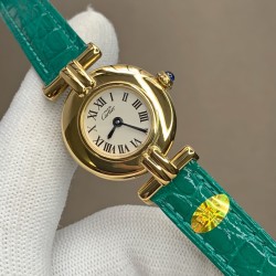 .鳄鱼皮版本卡地亚小旋风must de小金表vintage中古断货王，性价比高闭眼入。神仙颜值美绝trinity，小孩子才做选择，成年人都是all in![色]表径24mm，超薄厚度6.3mm，搭载瑞士石英机芯，罗马刻度奶油盘，简洁大两针，后镶天然美钻搭配鳄鱼皮表带更奢华超级闪。可仙可盐可甜，精致优雅上手绝美。时尚是一个经典的轮回～说不定今年的复古风，你就是走得最驾轻就熟的一个。推荐指数：⭐⭐⭐⭐⭐