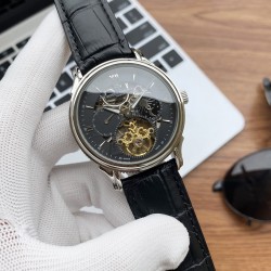 实物拍摄品牌：江诗丹顿 -Vacheron Constantin类型：[酷]男士腕表表壳：316精钢（做工优质）表带：进口真牛皮/316精钢（两种可选）机芯：高级定制全自动机械机芯（走时稳定）玻璃：高级强化镀膜镜面尺寸：直径41mm，厚度12.5mm