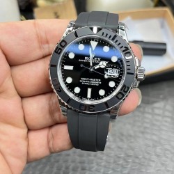 游艇！ROLEX 劳力士 YACHT MASTER 游艇名仕型 116655 运动男表 精钢镀厚玫瑰金表壳 陶瓷表圈 可双向转动 旋入式表冠 蓝宝石镜面有日历放大镜6点位镭射皇冠防伪 橡胶表带 表带侧面有OYSTERFLEX字样雕刻 表带背面有导汗槽 Glidelock折叠保险表扣！