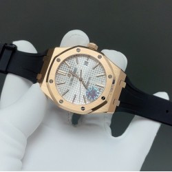 今日推荐ZF 爱彼皇家橡树系列15400 超神之作 玫瑰金白盘黑胶 一体机 41mm 顶级品质 出货实拍✈️