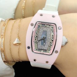 Richard Mille RM007 理查德 粉陶瓷 经典系列女士壕气腕表！明星畅销款，人气指数最高的名品！