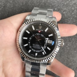 少量到货[色][色]N厂新品劳力士Rolex Sky-Dweller 天行者！【表壳】尺寸42MM，沉稳可靠、雍容大度！表圈采用劳力士Ring Command三角坑纹，旋转外圈可调转月份功能！抗刮损蓝宝石水晶，防反光凸透式放大日历窗【表带:】(蚝式钢)，蚝式，三排链节 蚝式摺扣配5毫米易调链节伸展系统【表盘】放射太阳纹理，刻度12小窗口红点月         份显示【机芯】搭载全自动机械9001机芯【功能】日期显示    月份显示   年历显示          双时区