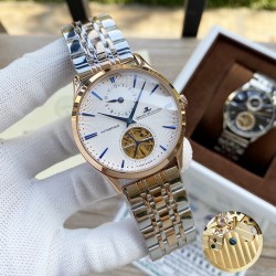 积家 Jaeger Lecoultre 精品男士腕表，多功能设计，技艺精湛，独具匠心，尊贵大气，绅士风范。采用全自动机械机芯，顶级316精钢表壳，进口小牛皮表带，矿物质超强镜面，尺寸43*13