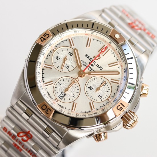 【硬核钢王】GF新品百年灵Chronomat,备受关注的蝴蝶扣辊珠精钢表链因其类似“子弹”的外形被称为“子弹链”。一体式圆滑倒角处理,每一处细节都展现出高辨识度机械美感!表壳纵向拉丝更显GF超凡的打磨功力!材质: 316L精钢直径: 42毫米机芯:Asia-7750机芯GF出品,复刻首选! 【硬核钢王】GF新品百年灵Chronomat,备受关注的蝴蝶扣辊珠精钢表链因其类似“子弹”的外形被称为“子弹链”。一体式圆滑倒角处理,每一处细节都展现出高辨识度机械美感!表壳纵向拉丝更显GF超凡的打磨功力!材质: 316L精钢直径: 42毫米机芯:Asia-7750机芯GF出品,复刻首选!