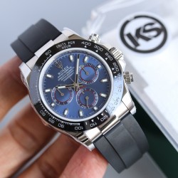顶级做工KS出品：劳力士 恒动宇宙计时型迪通拿 【尺寸】40MM【表镜】抗刮损蓝水晶玻璃  防反光凸透式放大日历窗【表壳】上链表冠，旋入式三扣锁三重防水系统【机芯】采用7750机芯，高效精准稳定【表带】腕表搭配折叠式表扣，且表扣具有微调装置，可以调到非常的贴合手腕 折叠扣 超强夜光 防水大于100米