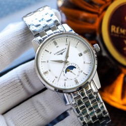 实物拍摄品牌：浪琴-LONGINES  类型：[酷]男士腕表表壳：316精钢（做工优质）表带：进口小牛皮/316精钢（两种可选）机芯：高级定制全自动机械机芯（走时稳定）玻璃：高级强化镀膜镜面尺寸：直径40mm，厚度12mm
