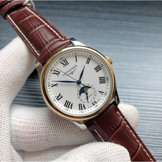 2019浪琴官网新品v2版本浪琴 LONGINES L33 名匠系列月相 市场上唯一一家官方1:1复刻版本，不惜成本[强]升级瑞机壳套字面，原装月相，区别市场普通版本 配置全自动机械机芯，316L精钢，蓝宝石镜面，尺寸39.5mm专柜同步，SJ出品让表又再次刷新高性价比的购表体验