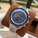 OMEGA 欧米茄 登月腕表——「Speedmaster Apollo 11 50th Anniversary」超霸计时码表，直径42mm，镶嵌黑色陶瓷刻度圈，衬托出醒目的金色刻度。