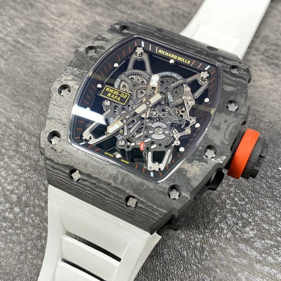 RICHARD MILLE 理查德米勒 RM35-02 齿轮配件堆砌而成的镂空立体表盘 蓝宝石镜面 碳纤维表壳 进口精工自动机械机芯 橡胶表带 蝴蝶扣 KV厂,出货实拍 RICHARD MILLE 理查德米勒 RM35-02 齿轮配件堆砌而成的镂空立体表盘 蓝宝石镜面 碳纤维表壳 进口精工自动机械机芯 橡胶表带 蝴蝶扣 KV厂,出货实拍