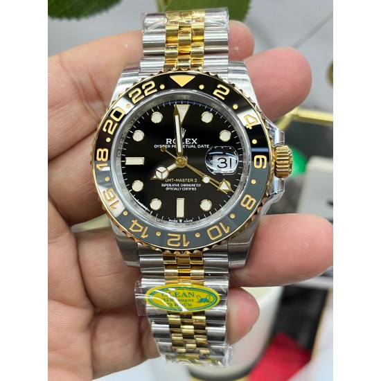 皮蛋圈！ROLEX 劳力士 GMT格林尼治型 尺寸40mm！精钢表壳表链，蓝宝石镜面，超级夜光，双向陶瓷旋转表圈，原装折叠扣！