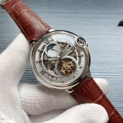 卡地亚-CARTIER K30 帅气镂空设计搭载飞轮四针 尊贵大气～绅士风范，高端矿物质防刮镜面玻璃，配置316L精钢表壳，耐磨进口小牛皮表带，全自动进口机械机芯     尺寸：47mm12mm      巅峰之作 超越平凡   三杰为你精致推荐男士精品机械腕表 精致传承真实效果 品质的保证！