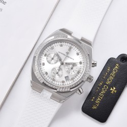 FK-VACHERON CONSTANTIN【江诗丹顿】纵横四海系列，六针多功能跑秒版火热上市，突破传统，时尚优雅的多彩表带，可满足佩戴者在不同场合的需求，多样化的色彩设计演绎大胆而时尚的风格，江诗丹顿在装置时始终将舒适性放在首位，确保腕表完美贴合手腕，纯钢表壳，进口石英机芯，蓝宝石水晶玻璃，舒适胶质表带，采用原装针式表扣佩戴方便！尺寸:36.5mm