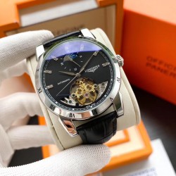 浪琴-Longines ‼️精品男士腕表劲爆镂空设计，技艺精湛，独具匠心，尊贵大气，绅士风范。采用全自动机械机芯，顶级316精钢表壳，进口小牛皮表带，矿物质超强镜面，尺寸43-13
