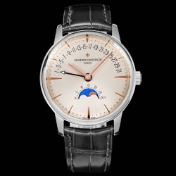 全新升级版Vacheron constantin 经典之美品鉴江诗丹顿传承逆跳日历款腕表 型号4010U/000R-B329。盘面设计独树一帜，功能简单实用。采用自制Cal.2460 R31L/1机芯 直径42.5毫米 。搭配意大利牛皮原装表扣，佩戴更舒适，简敛精致不失优雅，经典传承 永不过时
