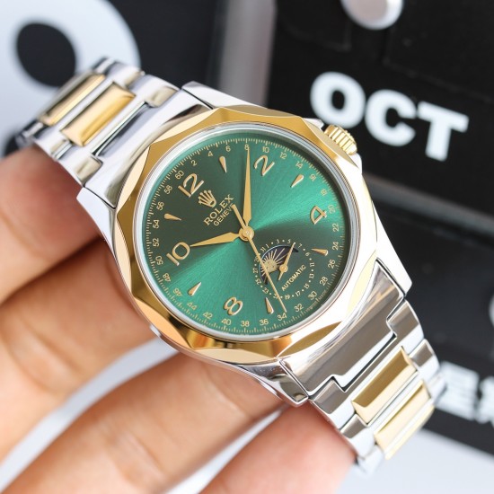 LL【精品推荐】新款劳力士首款月相显示腕表（ROLEX），此款腕表是来自《劳力士全球最著名设计师》历经考验，至臻呈现。[强]大三针表，6字位采用月相和日期显示，腕表采用进口316精钢壳套制做，配搭瑞士ETA2824月相功能机芯，进口蓝宝石镜面、尺寸：40mm厚度10mm超薄表盘、表带采用316精钢表带、具有防水性能，卓越的品质，完美的理念 屡创佳绩 绝对是男人身分地位的象征！