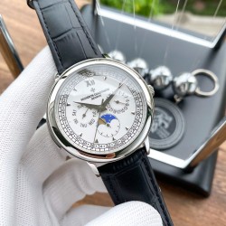 实物拍摄品牌：江诗丹顿 -Vacheron Constantin类型：[酷]男士腕表表壳：316精钢（做工优质）表带：进口真牛皮/316精钢（两种可选）机芯：高级定制全自动机械机芯（走时稳定）玻璃：高级强化镀膜镜面尺寸：直径40mm，厚度12.5mm