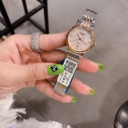 爆款浪琴女表316精钢表带 进口石英机芯（精准）耐磨蓝光玻璃。尺寸：女直径30mm厚10mm