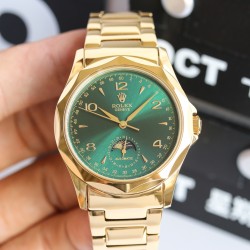 LL【精品推荐】新款劳力士首款月相显示腕表（ROLEX），此款腕表是来自《劳力士全球最著名设计师》历经考验，至臻呈现。[强]大三针表，6字位采用月相和日期显示，腕表采用进口316精钢壳套制做，配搭瑞士ETA2824月相功能机芯，进口蓝宝石镜面、尺寸：40mm厚度10mm超薄表盘、表带采用316精钢表带、具有防水性能，卓越的品质，完美的理念 屡创佳绩 绝对是男人身分地位的象征！