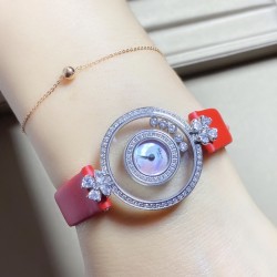 实拍 萧邦 四叶草内、外蓝宝石玻璃 微型按调EAT瑞士机芯 密爪包镶嵌 四叶草大花瓣进口水晶麟片表壳尺寸约:28mm