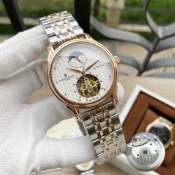江诗丹顿 Vacheron Constantin 精品男士腕表，大飞轮搭载月相设计，尊贵大气，绅士风范，卓越品质，热卖全城。采用全自动机械机芯，顶级316精钢表壳表带，矿物质超强镜面，尺寸43*13