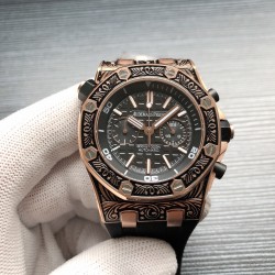 【品牌】：AP 爱彼皇家橡树  【精品男腕表】大气风格！ 热卖不断！【类型】:   顶级精品男士腕表⌚️【表带】：进口橡胶表带(更适合佩带)【机芯】：日本进口VK石英机芯 （分秒不差.零返修）材料：矿物质镜面【耐磨】更加清晰 多功能五针设计腕表的各细节更接近正品！媲美专柜！整只表给人大气精致！使拥有者佩戴起来，更俱美感与尊贵气质！让人倍增自信与更强气场！[赞不绝口的睿智男士最佳附属品！] 实体店备货款首选 回头率超高 性价比超高 最佳口碑劲货尺寸：43mm直径精钢 13毫米厚度！好货来袭！欢迎转载！
