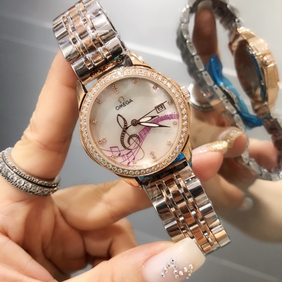 欧米加OMEGA女士腕表 进口石英机芯 316L精钢表壳 直径34mm厚8mm