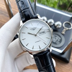 实物拍摄品牌：浪琴-LONGINES 类型：[酷]男士腕表表壳：316精钢（做工优质）表带：进口小牛皮/316精钢（两种可选）机芯：高级定制全自动机械机芯（走时稳定）玻璃：高级强化镀膜镜面尺寸：直径40mm，厚度12mm