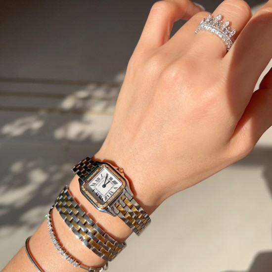 Panthre de Cartier / double chain Width 22mm.Length 30mm. Chain length 44cm卡地亚猎豹系列腕表/双圈表链宽度22mm 长度30mm 链条长度44cm瑞士进口石英机芯,316L精钢表壳表链。蓝晶石表冠,蓝宝石镜面,淬火钢蓝指针,双圈环绕链条,便捷珠宝扣。 Panthre de Cartier / double chain Width 22mm.Length 30mm. Chain length 44cm卡地亚猎豹系列腕表/双圈表链宽度22mm 长度30mm 链条长度44cm瑞士进口石英机芯,316L精钢表壳表链。蓝晶石表冠,蓝宝石镜面,淬火钢蓝指针,双圈环绕链条,便捷珠宝扣。
