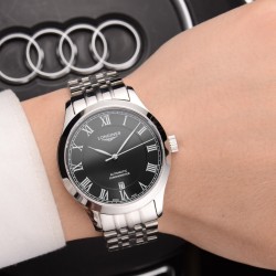 浪琴  Longines 精品男士腕表 经典大三针设计 尊贵大气 绅士风范 卓越品质 热卖全城 采用瑞士全自动机械机芯 顶级316精钢表壳表带 进口蓝宝石超强镜面 尺寸40*11